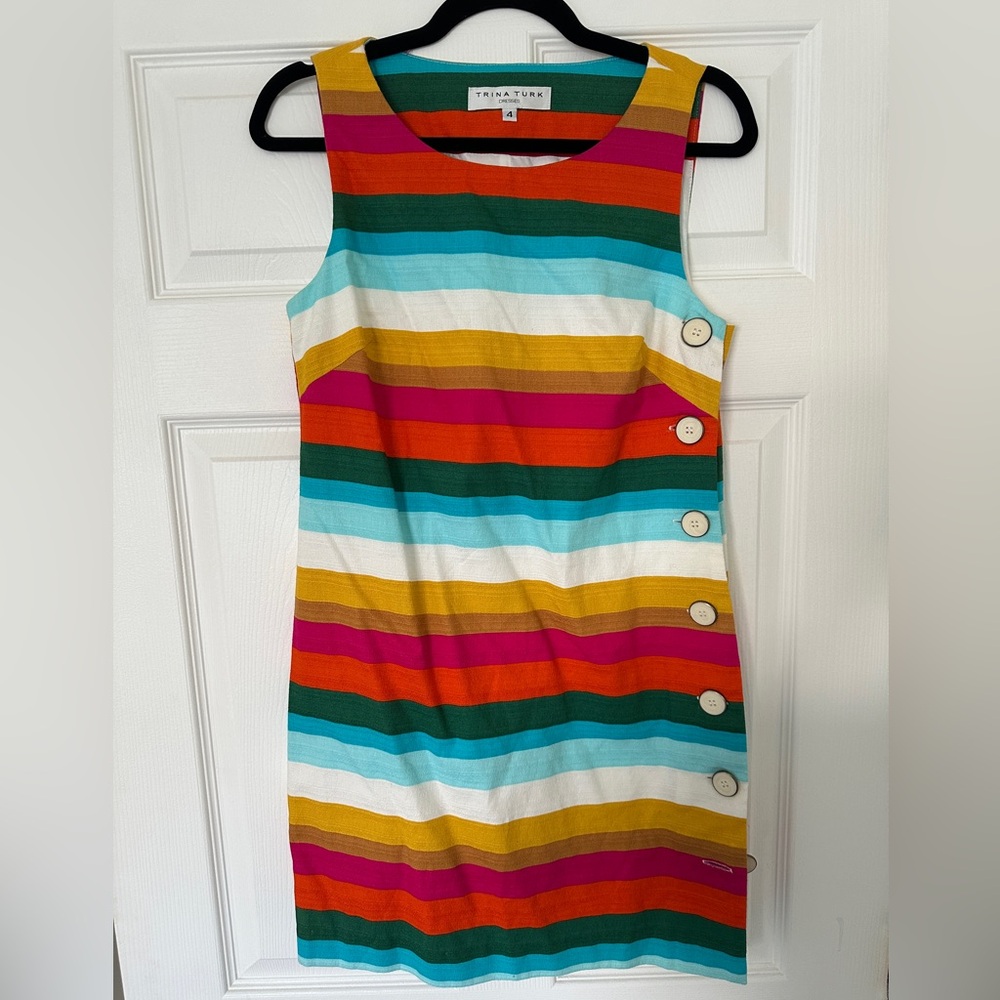 Trina Turk Multicolor Striped Dress with Buttons